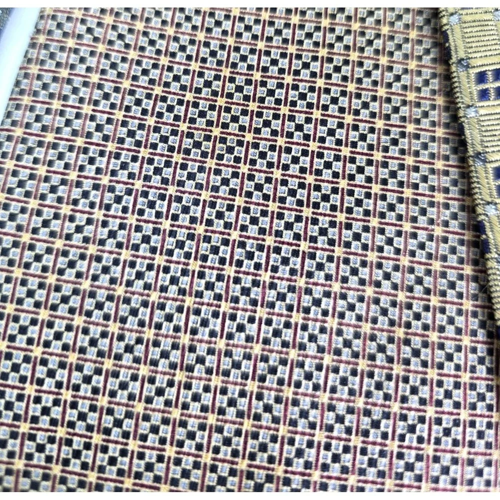 Nautica Neck Ties Lot of 3 Mens Adjustable Blue 100% Silk Plaid Geometric EUC